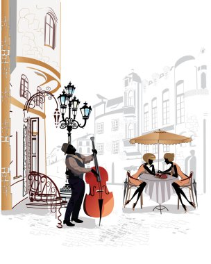 İnsanlar eski şehrin sokakları dizi