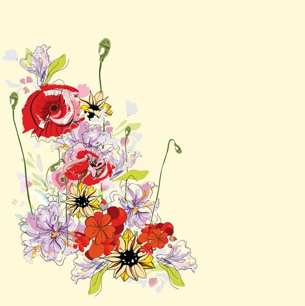 Zomer bloemen achtergrond. — Stockvector