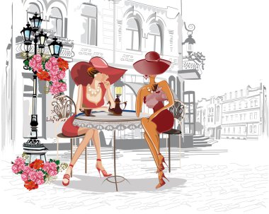 İnsanlar eski şehrin sokakları dizi. 