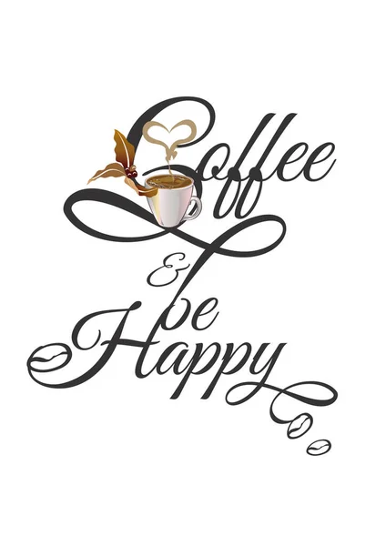 Fondo Letras Con Diseño Una Cuota Café Feliz Ilustración Vectorial — Vector de stock