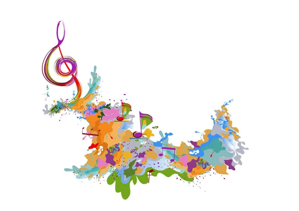 Design Musical Abstrato Com Uma Fenda Agudos Salpicos Coloridos Notas — Vetor de Stock