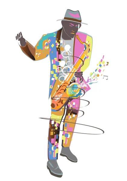 Cartazes Coloridos Abstratos Com Músicos Festa Banda Jazz Ilustração Vetorial — Vetor de Stock
