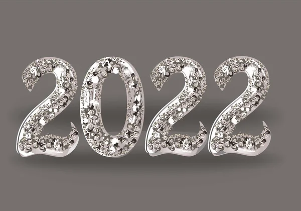 Texto Luxo Brilhante Vector 2022 Jóias Diamond Festive Numbers Design —  Vetores de Stock
