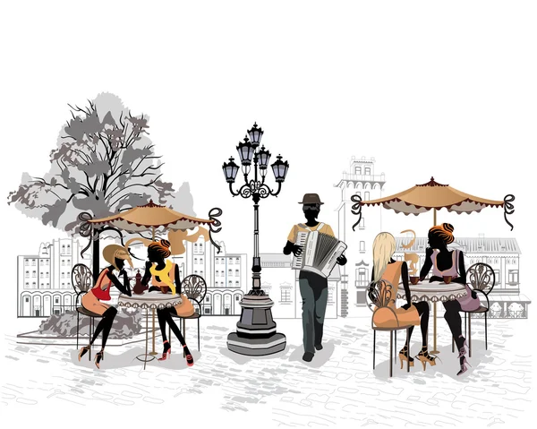 İnsanlar eski şehrin sokakları dizi