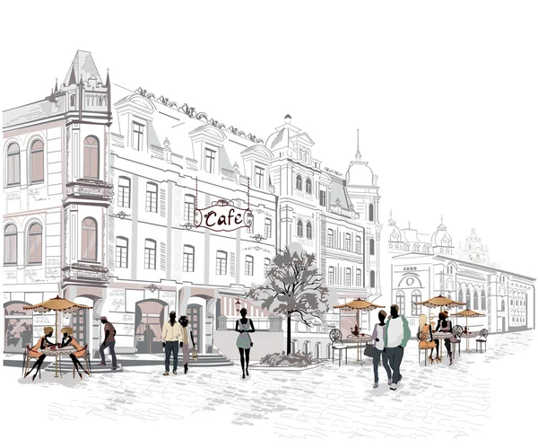 İnsanlar eski şehrin sokakları dizi