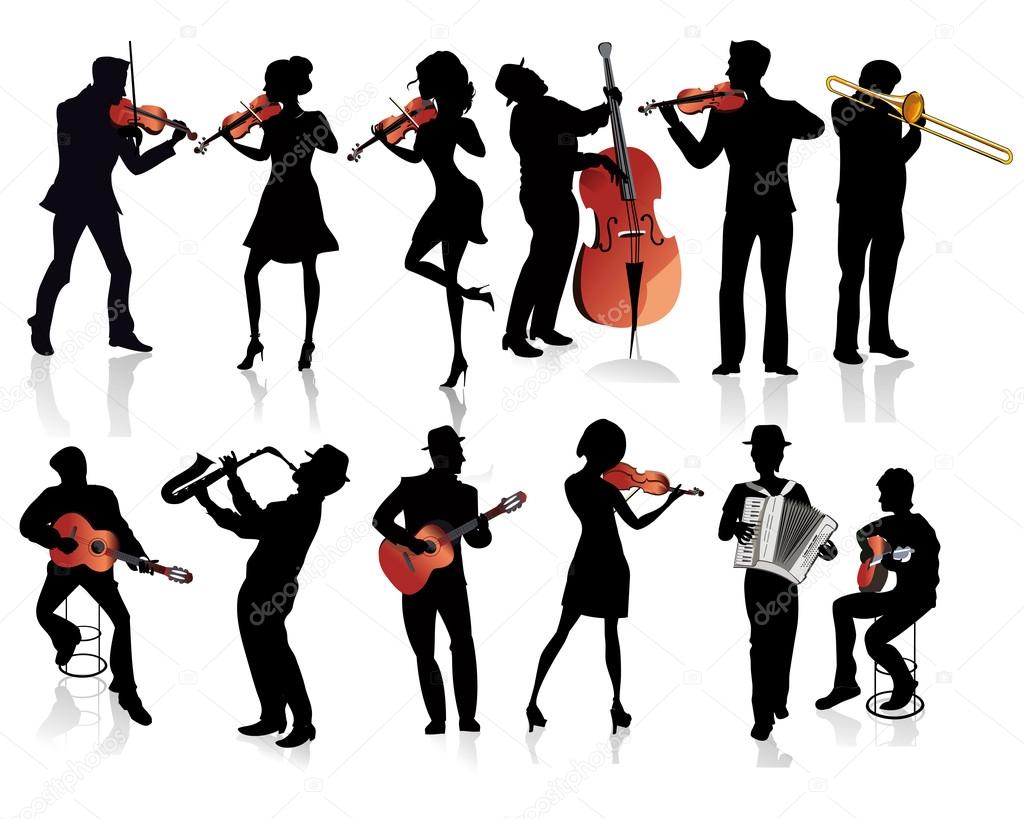 Set of musicians silhouettes