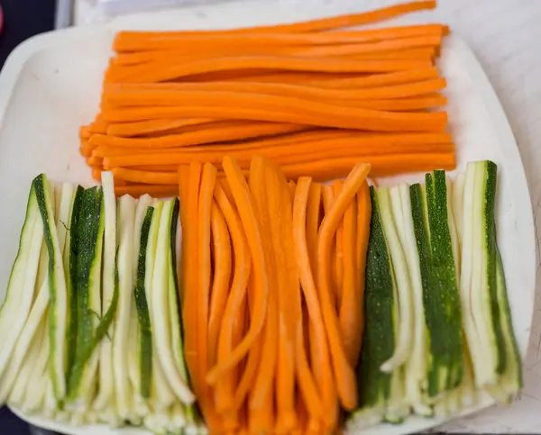 Fresh shredded carrots and cucumbers — Stock Photo, Image