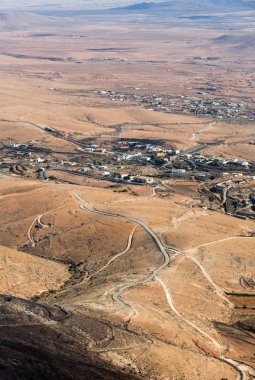 Volkanik peyzaj. Fuerteventura Mirador Morro Velosa, Fuerteventura üzerinden panoramik görünüm