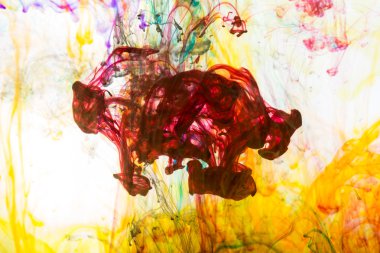 Akrilik renkler ve mürekkep su. arka plan.