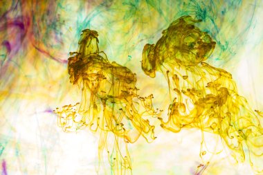 Akrilik renkler ve mürekkep su. arka plan.