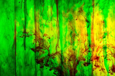 Akrilik renkler ve mürekkep su. arka plan.