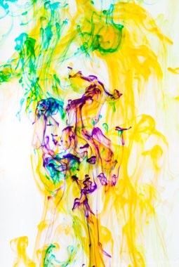 Akrilik renkler ve mürekkep su. arka plan.