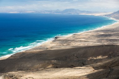 Cofete beach, Jandia Yarımadası, Fuerteventura görünümünden