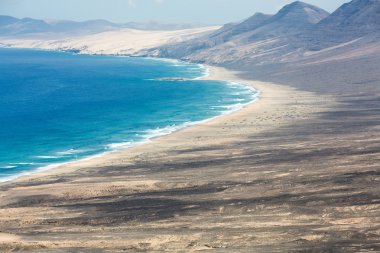 Cofete beach, Jandia Yarımadası, Fuerteventura görünümünden