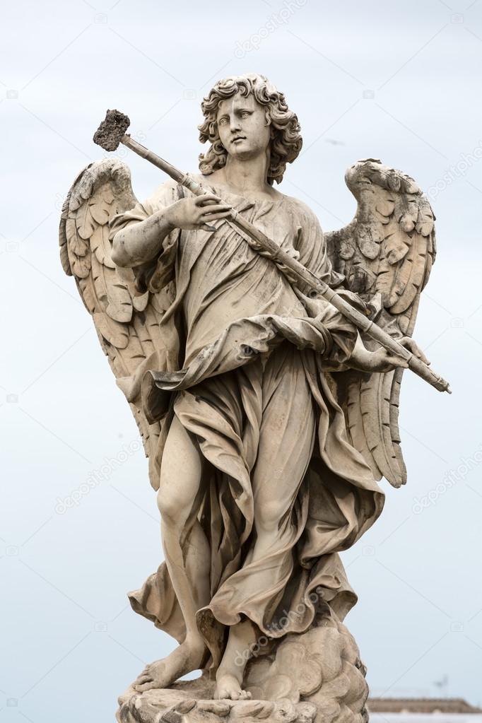 Marble statue of Angel with the Sponge by  Antonio Giorgetti from the Sant'Angelo Bridge in Rome,