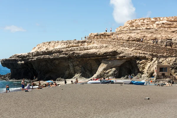 Czarny piasek plaża w Ajuy, Fuerteventura, Wyspy Kanaryjskie, Hiszpania — Zdjęcie stockowe