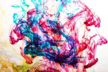 Akrilik renkler ve mürekkep su. arka plan.