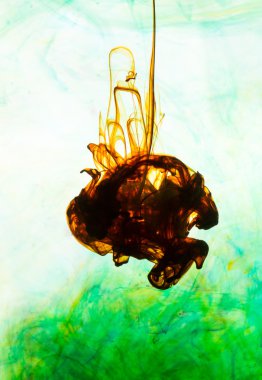 Akrilik renkler ve mürekkep su. arka plan.