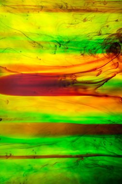 Akrilik renkler ve mürekkep su. arka plan.