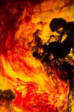 Akrilik renkler ve mürekkep su. arka plan.