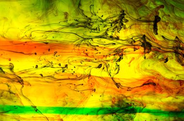 Akrilik renkler ve mürekkep su. arka plan.