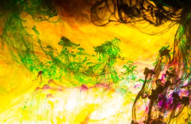 Akrilik renkler ve mürekkep su. arka plan.