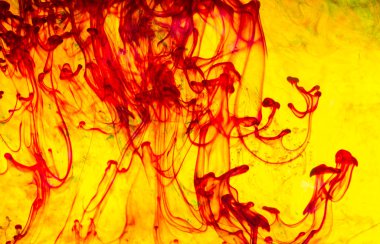 Akrilik renkler ve mürekkep su. arka plan.