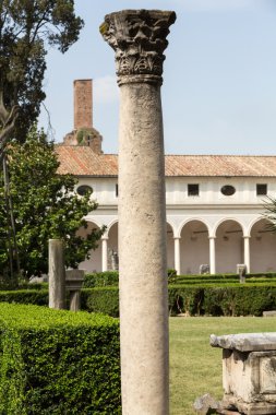 Roma, İtalya, Diocletian hamamları kalıntıları Antik Roma sütun