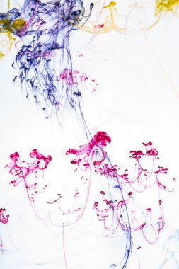 Akrilik renkler ve mürekkep su. arka plan.