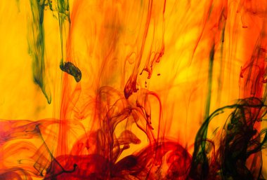 Akrilik renkler ve mürekkep su. arka plan.