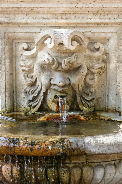 Fontana di marmo a forma di testa d'uomo nei giardini di Villa Borghese, Roma, Italia . — Foto Stock