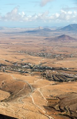 Volkanik peyzaj. Fuerteventura Mirador Morro Velosa, Fuerteventura, Kanarya Adaları, İspanya'dan panoramik görünüm