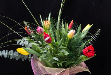 renkli taze bahar Lale çiçek buketi