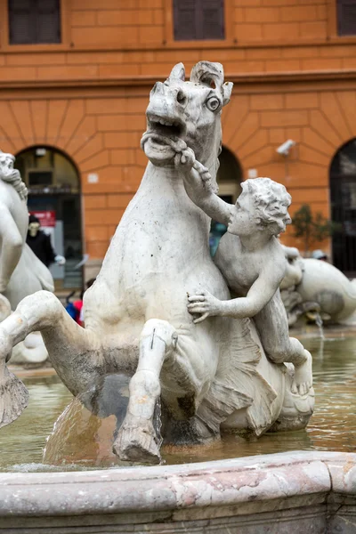 Piazza Navona Fountain of Neptun. Designed by Giacomo della Porta (1574) and Antonio della Bitta. Rome, Italy — Stock Photo, Image