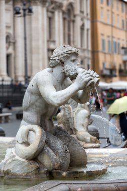  Fontana del Moro (Moor Fountain) Piazza Navona 'da. Roma, İtalya