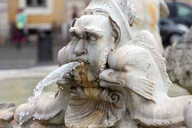  Fontana del Moro (Moor Fountain) Piazza Navona 'da. Roma, İtalya