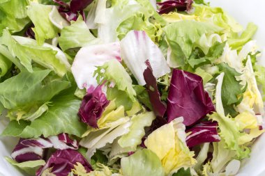  Yeşil ve kırmızı yaprak marul. Beyaz bir arka plan üzerinde izole