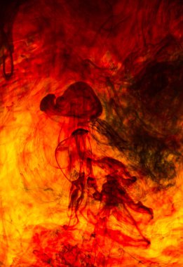 Akrilik renkler ve mürekkep su. arka plan.