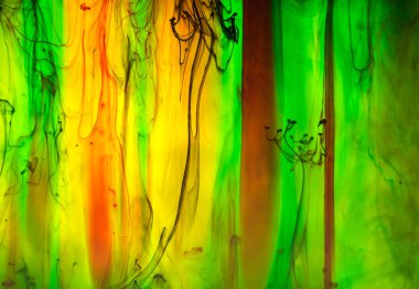 Akrilik renkler ve mürekkep su. arka plan.