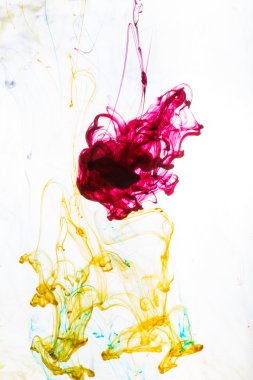 Akrilik renkler ve mürekkep su. arka plan.