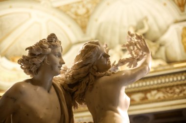 Apollo and Daphne Carrara's marble sculpture  by Gian Lorenzo Bernini  in Galleria Borghese, Rome, Italy clipart