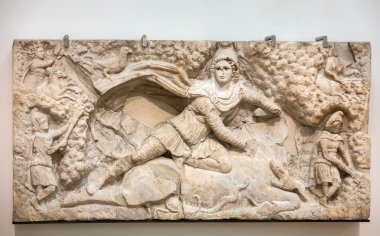 Roma'da Diocletian hamamları içinde mezar bir levha. İtalya