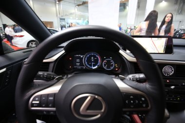 Interior Design of Lexus NX 300h displayed at 3rd edition of MOTO SHOW in Cracow Poland. Exhibitors present  most interesting aspects of the automotive industry