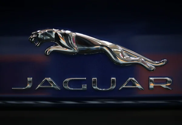 Jaguar metallic logo closeup — Stock Photo, Image