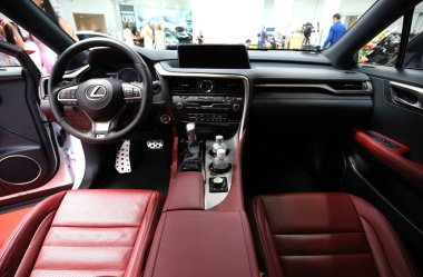  Interior Design of Lexus NX 300h displayed at 3rd edition of MOTO SHOW in Cracow Poland. Exhibitors present  most interesting aspects of the automotive industry