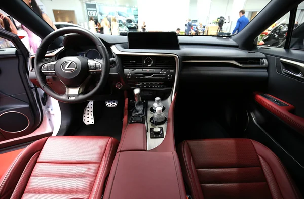 Interior Design of Lexus NX 300h displayed at 3rd edition of MOTO SHOW in Cracow Poland. Exhibitors present  most interesting aspects of the automotive industry — Stock Photo, Image