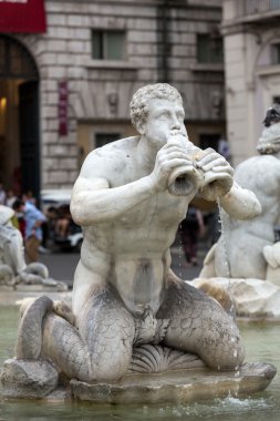 Fontana del Moro (Moor Fountain) Piazza Navona 'da. Roma, İtalya
