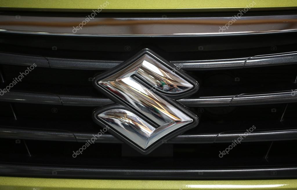 CRACOW, POLAND - MAY 21, 2016: Suzuki metallic logo closeup on Suzuki  car displayed at 3rd edition of MOTO SHOW in Cracow Poland. Exhibitors present  most interesting aspects of the automotive industry