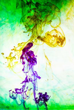 Akrilik renkler ve mürekkep su. arka plan.