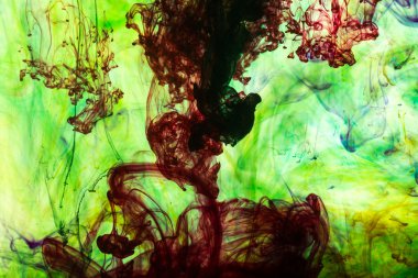 Akrilik renkler ve mürekkep su. arka plan.